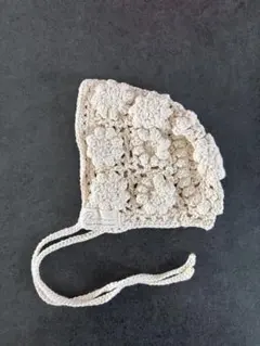 Daisy bonnet かぎ針編み 帽子 クリーム色