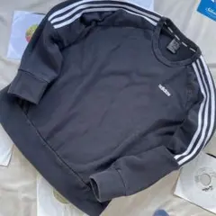 アディダス 3本線 スウェット トレーナー US L size Black