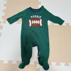 フットボール デザイン ロンパース 3M 50cm 60cm グリーン 緑
