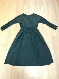 【美品】アーバンリサーチ ロングワンピース ダークグリーン ギャザー フリー