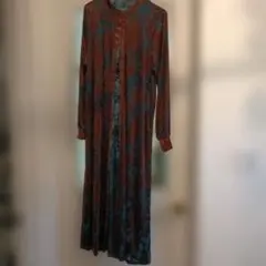 wcloset 青と茶色の花柄 ワンピース