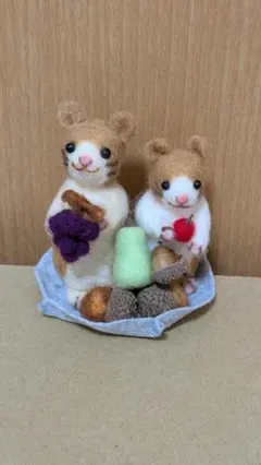 ねずみの秋 羊毛フェルト ハンドメイド