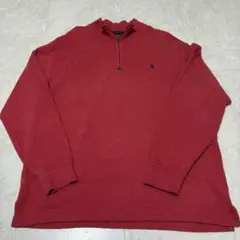 ポロラルフローレン セーター ハーフジップ ポニー 赤 メンズXL