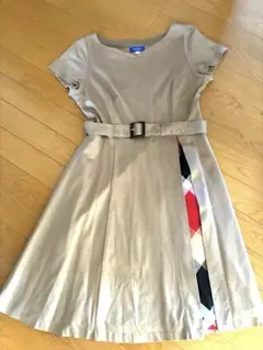 【BLEU LABELクレストブリッジ】ベージュ半袖 ワンピチェック柄⭐️38