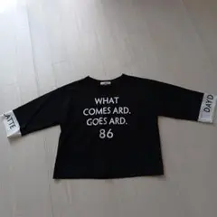 ブラック プリント　カットソー S(140〜150)