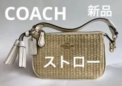 COACH コーチ ミニバッグ ストローレザーミックス ノリータ15 夏