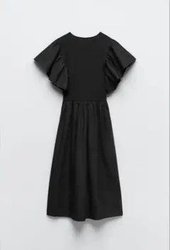 ZARA フリル袖ワンピース ブラック