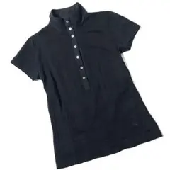 【美品】バーバリーロンドン　半袖　ポロシャツ　スタンドカラー　チェック柄　黒　1