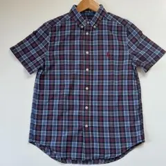 Ralph Lauren 半袖チェックシャツ L 紺赤