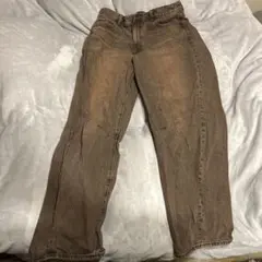 即発送！GU ブラウン ストレートレッグ デニムパンツ XL