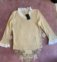 THE SCOTCH HOUSE ベージュニット 38 襟袖口レース　三陽商会