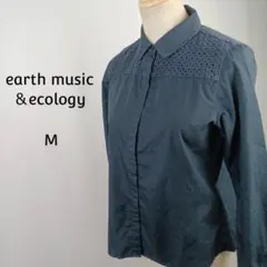 earthmusic & ecology　プレミアムレースシャツ　M　ネイビー