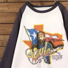80s Willie Nelson ウィリー ネルソン ラグランスリーブ 七分袖のサムネイル