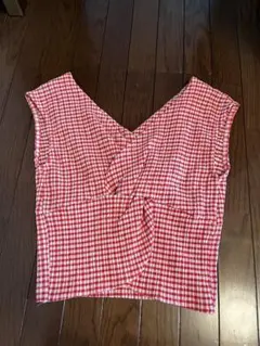 【Ray BEAMS】ギンガムチェックノースリーブトップス