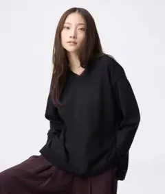 GU ジーユー オーバーサイズVネックニットプルオーバーZ