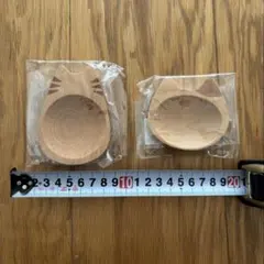木製 猫 豆皿 トラ ブチ 2枚セット