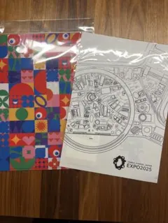 大阪関西万博　ミャクミャク　モノクロ図面　クリアファイルセット