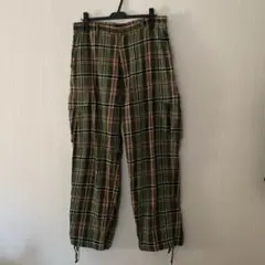 ⚫︎X-LARGE グリーン系チェック柄ワークパンツ　カーゴパンツ