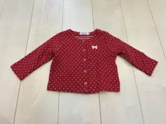 MIKI HOUSE 赤い水玉カーディガン 80