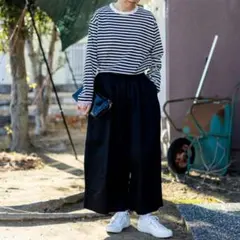 美品◆ゴーシュ カツラギ ワイドキュロットパンツ ブラック