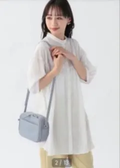 【GU】バンドカラーチュニックブラウス　5分袖のサムネイル