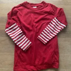 赤ストライプ長袖カットソー 120cm