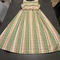 ANAYI ワンピース オレンジチェックワンピース ノースリーブ 結婚式