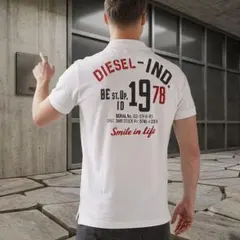 DIESEL ディーゼル ポロシャツ 半袖 ロゴ プリント 白 XLのサムネイル