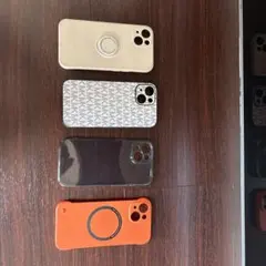 iPhone15ケースセット ゴールド シルバー 透明 オレンジ
