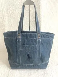 ポロラルフローレン ビッグポニー刺繍ロゴ デニム トートバッグ