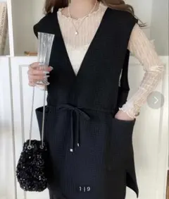 ブラック Vネック ベスト2way