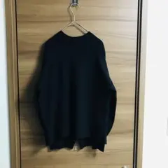 grove グローブ シンプル黒長袖ニットセーター