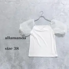 ..《新品タグ付き》allamanda アラマンダ半袖トップスホワイト白38のサムネイル