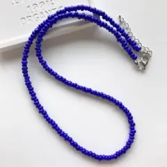 50cm・太さ4mm　青　メンズ　ビーズネックレス　ハンドメイド