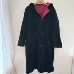 ダッフルコート ロングコート　ブラック　黒　アウター　コーデュロイ