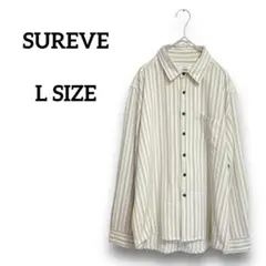 SUREVE 長袖カットソー カラーシャツ 大きいサイズL ストライプカジュアル