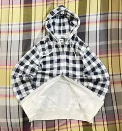 00s OLD UNIQLO ダブルジップパーカー　チェック　短丈　y2k