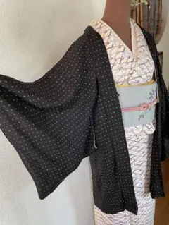 アンティーク長羽織　黒に水玉