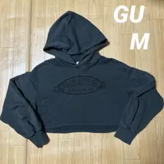 GU キッズ　ガールズ　スウェットクロップドパーカー　M