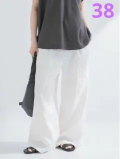 新品　アーバンリサーチ　new basicリネンイージーワイドスラックス　38