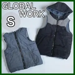 GLOBALWORK ベスト 100 Sサイズ キッズ リバーシブル フード付き