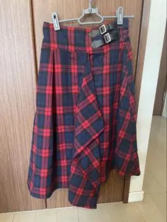 【美品】LOVE RABBY 赤黒チェック ラップスカート J-M 160㎝