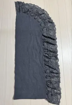 グレー フリース 花柄レースフリル マフラー