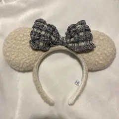 ディズニー カチューシャ チェック もこもこ リボン