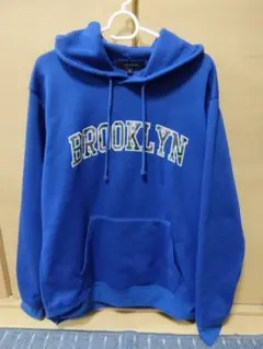 BROOKLYN フード付きパーカー 青 ブルー 裏起毛 迷彩柄