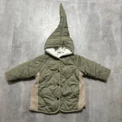 韓国子供服 カーキ フード付き中綿コート