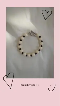 天然石オニキス ブレスレット モノトーン マンテル ハンドメイド レディース