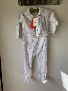 コットン製 鳥プリントロンパース