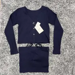 新品未使用VIS ネイビー クロップドカーディガンセット