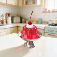 チェリーピンクのゼリー　純喫茶　フェイク　昭和レトロ　サンプル　リアルサイズ